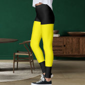 明パーソナライズされたるい黄色の黒スタイリッシュいペット名 レギンス