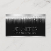 明ファンシーるい銀モダンアートスタイリッシュ光 名刺 (正面)