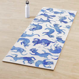 明ブルー浮遊猫ヨガマット ヨガマット