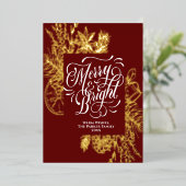 明メリーるいエレガント柑橘類の松の枝金ゴールド 箔シーズンカード (立ち正面)