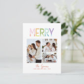 明メリーるいカラフルおもしろい3枚の写真クリスマス シーズンポストカード (スタンド正面)