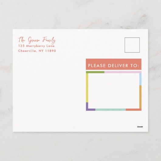 明メリーるいカラフルおもしろい3枚の写真クリスマス シーズンポストカード (裏面)