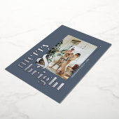 明メリーるいシンプル写真ほこりっぽい青 箔シーズンカード (回転した状態)