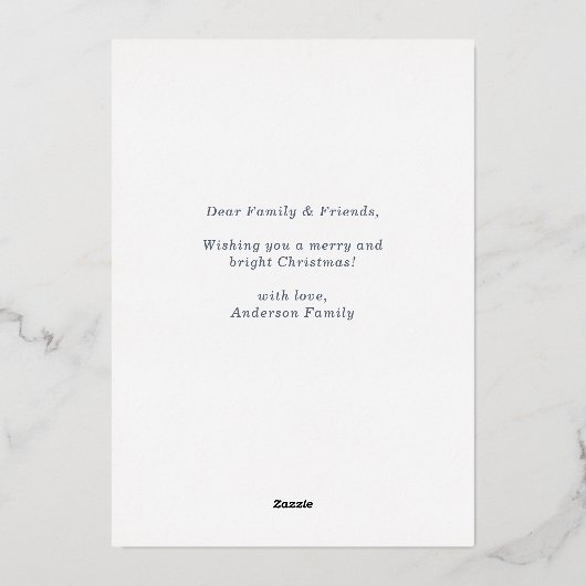 明メリーるいシンプル写真ほこりっぽい青 箔シーズンカード (裏面)