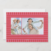 明メリーるいストライプピンクの赤いフレームのクリスマス写真 シーズンカード (裏面)