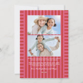 明メリーるいストライプ可愛いピンクの赤いクリスマスの写真 シーズンカード (裏面)
