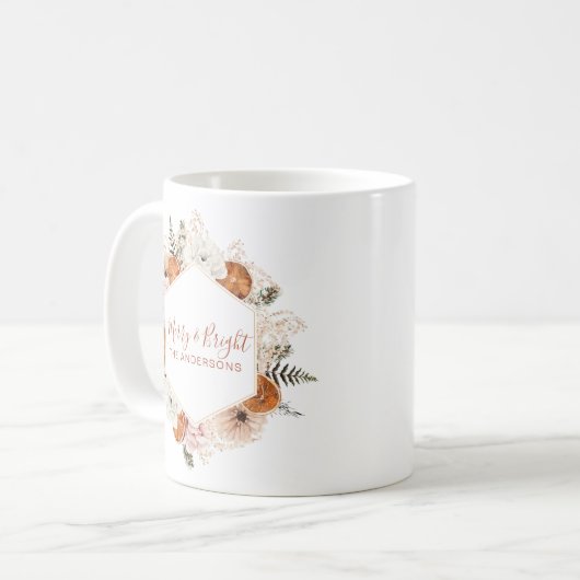 明メリーるいパーソナライズされた柑橘類のフローラ コーヒーマグカップ (正面左)
