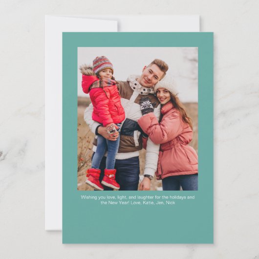 明メリーるいモダンミニマルティール（緑がかった色）青い写真 シーズンカード (裏面)