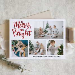 明メリーるい書道の赤い写真コラージュ シーズンカード