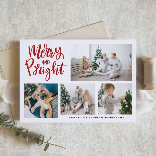 明メリーるい書道の赤い写真コラージュ シーズンカード