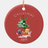 明メリーるい水モダン色のクリスマスツリー セラミックオーナメント (裏面)