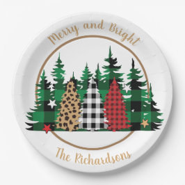 明メリーるい水牛のプレイド・ヒョウ・プリント・ツリー ペーパープレート