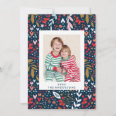 明メリーるい海軍の植物性のクリスマス写真 シーズンカード (正面)