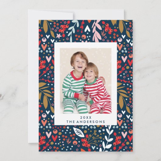 明メリーるい海軍の植物性のクリスマス写真 シーズンカード (正面)