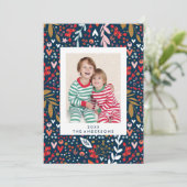 明メリーるい海軍の植物性のクリスマス写真 シーズンカード (スタンド正面)