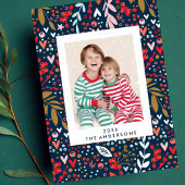 明メリーるい海軍の植物性のクリスマス写真 シーズンカード