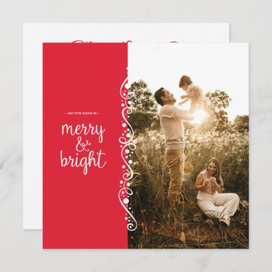 明メリーるい赤の渦巻き四角の写真カード サンキューカード (正面/裏面)