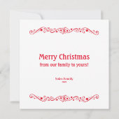 明メリーるい赤の渦巻き四角の写真カード サンキューカード (裏面)