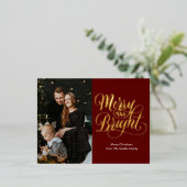 明メリーるい赤の金ゴールド書道写真 箔シーズンポストカード (立ち正面)