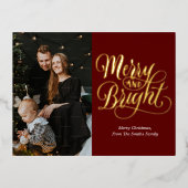 明メリーるい赤の金ゴールド書道写真 箔シーズンポストカード (正面)