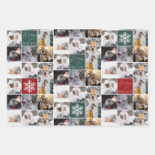 明メリーるい雪8枚の写真グリッドコラージュ緑の赤 ラッピングペーパーシート (正面)