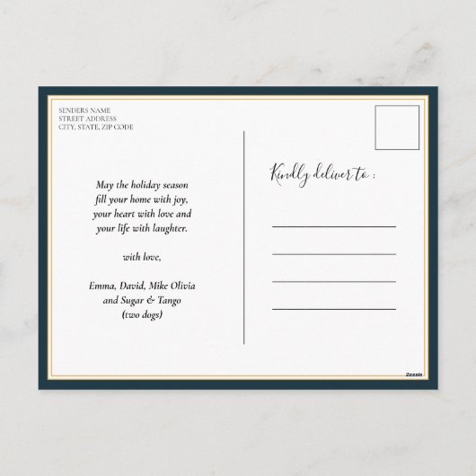 明メリーるい青の書道の写モダン真 シーズンポストカード (裏面)