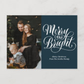 明メリーるい青の書道の写モダン真 シーズンポストカード (正面)