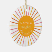 明メリーるい黄色パーソナライズされたの セラミックオーナメント (右)