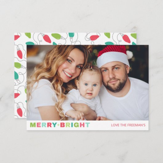 +明メリーるい1枚の写真クリスマスカード ノートカード (正面/裏面)