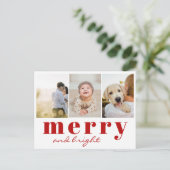 明メリーるい3フォトシック赤いホワイトクリスマス シーズンポストカード (スタンド正面)