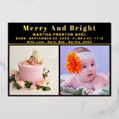 明メリーるい3写真クリスマス誕生発表 箔シーズンカード (正面)