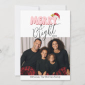 明メリーるい3家族の写真レトロクリスマス シーズンカード (正面)