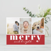 明メリーるい3枚のフォトレッドホワイトクリスマス シーズンカード (スタンド正面)