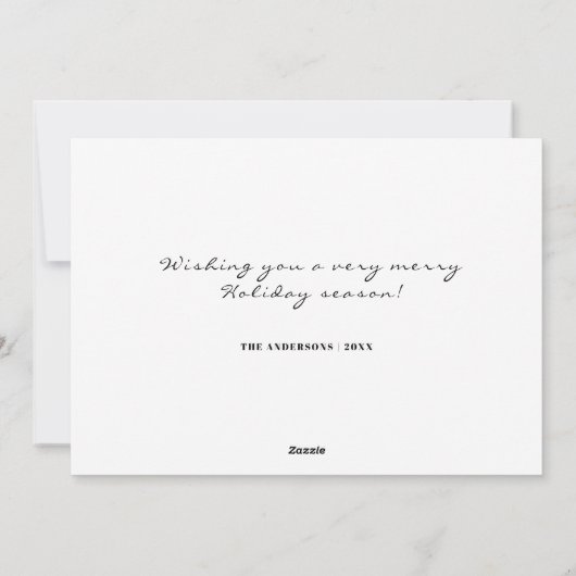 明メリーるい3枚のフォトレッドホワイトクリスマス シーズンカード (裏面)