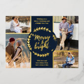 明メリーるい4フォトコラージブルーと金ゴールド 箔シーズンカード (正面)