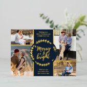 明メリーるい4フォトコラージブルーと金ゴールド 箔シーズンカード (立ち正面)