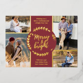 明メリーるい4フォトコラージュ赤と金ゴールド 箔シーズンカード (正面)