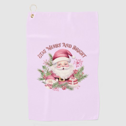 明メリーるい – ピンクサンタ ゴルフタオル (正面)