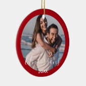 明メリーるい |モダンタイポグラフィレッドクリスマス セラミックオーナメント (右)