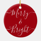 明メリーるい |モダンタイポグラフィレッドクリスマス セラミックオーナメント (裏面)