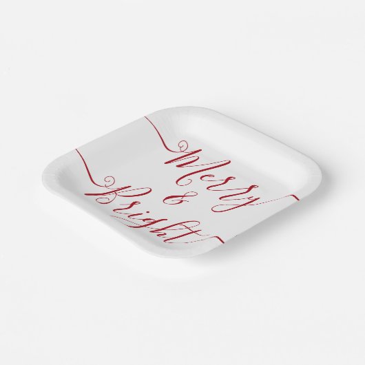 明メリーるい |モダンタイポグラフィレッドクリスマス ペーパープレート (傾斜あり)