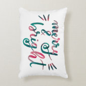 明メリーるい – 緑とピンク アクセントクッション (正面(垂直))