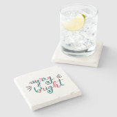 明メリーるい – 緑とピンク ストーンコースター (横)