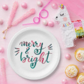 明メリーるい – 緑とピンク ペーパープレート (パーティー)