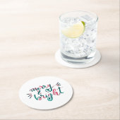 明メリーるい – 緑とピンク ラウンドペーパーコースター (インサイチュ)