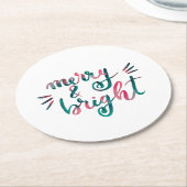 明メリーるい – 緑とピンク ラウンドペーパーコースター (アングル)