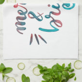 明メリーるい – 緑と赤 キッチンタオル (折り畳み)