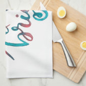 明メリーるい – 緑と赤 キッチンタオル (四つ折り)