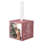 明メリーるい | 3フォトクリスマスファミリー キューブオーナメント (正面アングル)