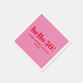 明モダンはっきりしたるいピンク赤50誕生日カスタム スタンダードカクテルナプキン (角)